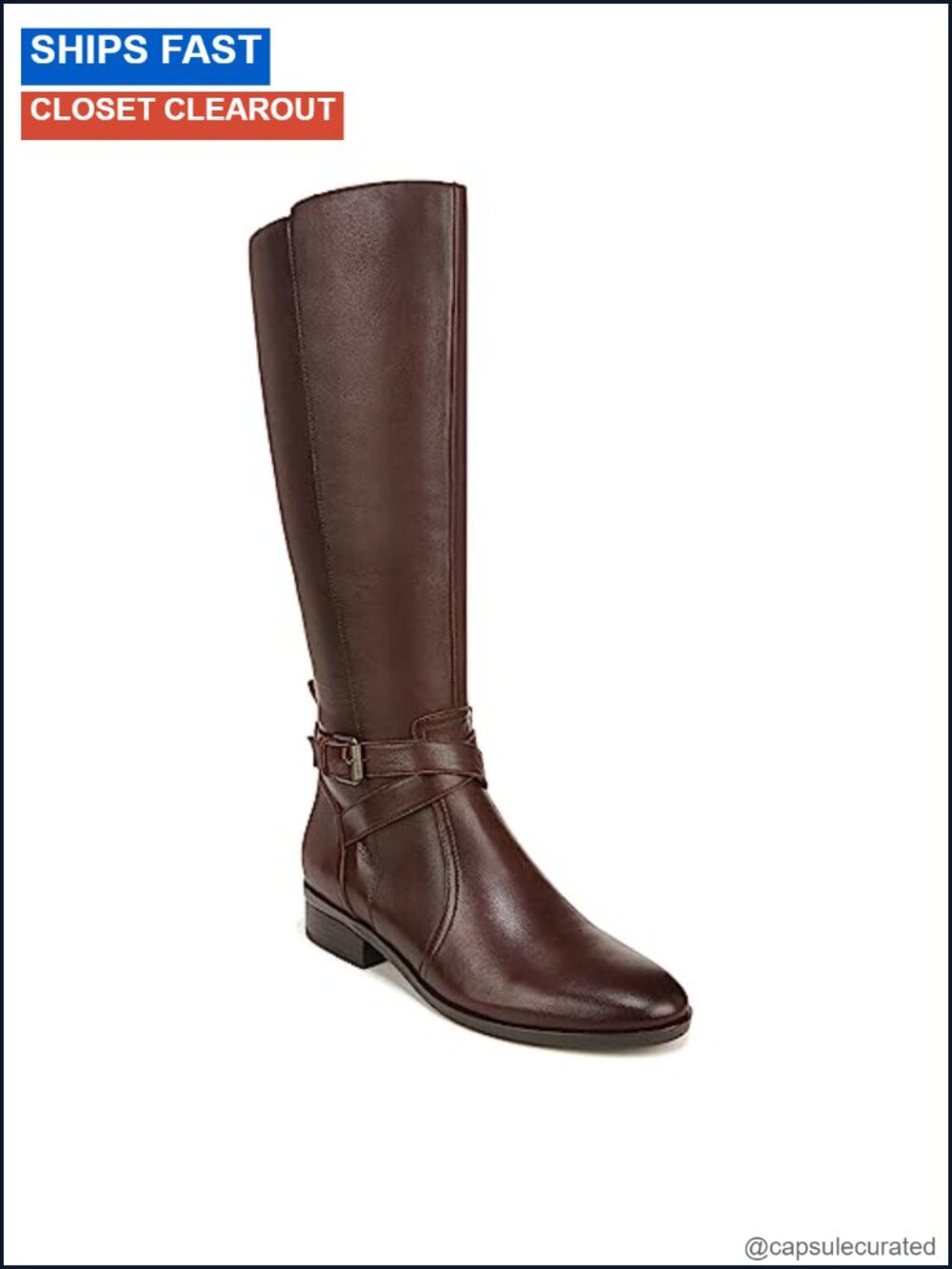 Wide Calf Knee High Riding Boot Leather Suede Almond Toe Block Heel